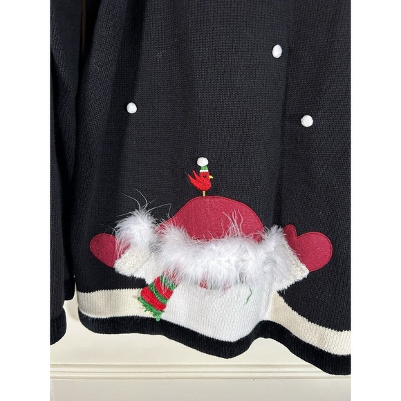 Vintage The Quacker Factory Snowman Christmas Sweater Ugly Christmas Black XL - Picture 6 of 11